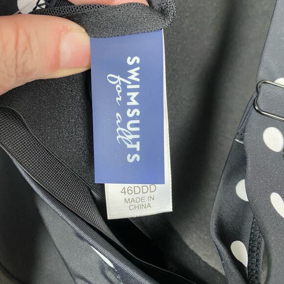 Swimsuits For All Black&White Dot Underwire Tankini Top Sz.46DDD NWT - Picture 7 of 16